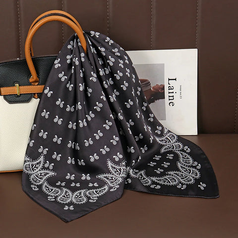 Fashion Print Silk Hairbands Scarf Women 2025 Spring New Elagant Floral Bandana Neck Kerchief Head Bands Foulard Female Scarfs
