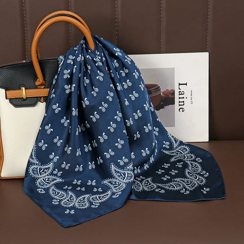 Fashion Print Silk Hairbands Scarf Women 2025 Spring New Elagant Floral Bandana Neck Kerchief Head Bands Foulard Female Scarfs