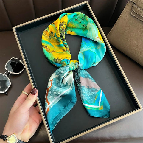 Summer Sunscreen Lemon Print Silk Scarf