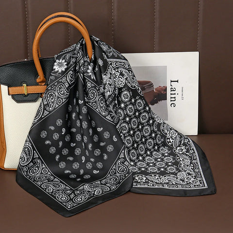 Fashion Print Silk Hairbands Scarf Women 2025 Spring New Elagant Floral Bandana Neck Kerchief Head Bands Foulard Female Scarfs