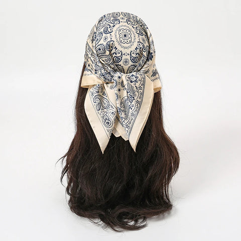 Summer Beach Heart Print Silk Hijab Scarf