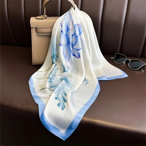 Luxury Horse Print Silk Neck Scarf for Women