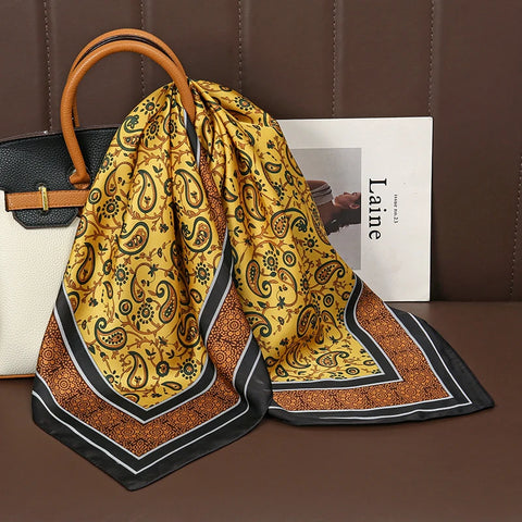 Fashion Print Silk Hairbands Scarf Women 2025 Spring New Elagant Floral Bandana Neck Kerchief Head Bands Foulard Female Scarfs