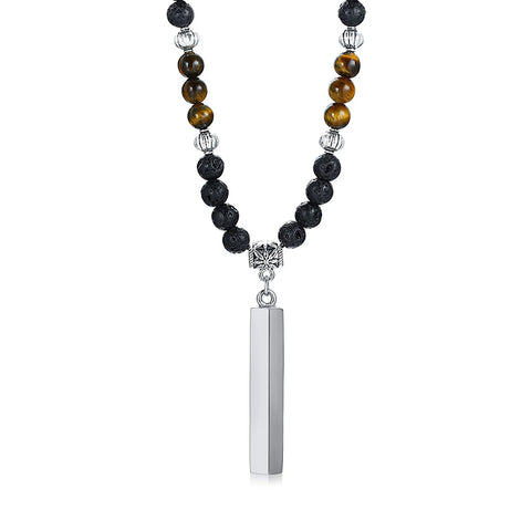 Tibetan Buddhist Phurba Kilaya Magic Dagger with Tiger’s Eye Lava Stone Necklace for Men