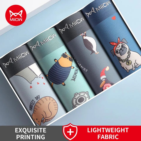 MiiOW 4-delige boxershort met dierenprint voor heren 