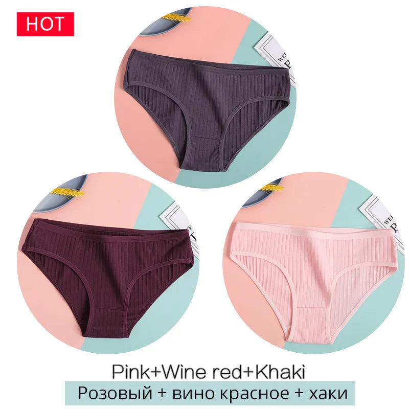 FINETOO 3PCS Women's Cotton Panty Set