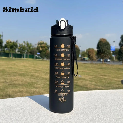 Gradient Color Sports Bottle with Time Scale – 600ML/750ML/1000ML Portable Fitness Mug