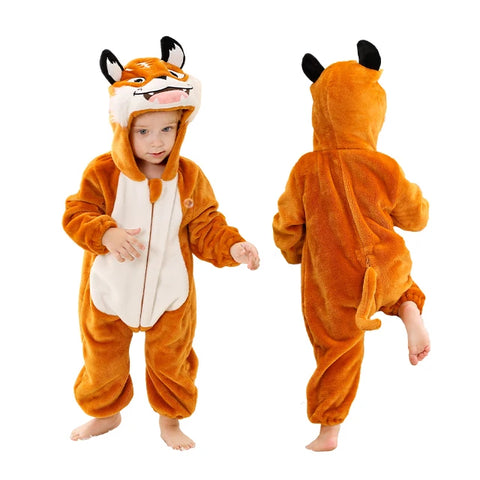 MICHLEY Winter Baby Rompers Hooded Flannel Cosplay