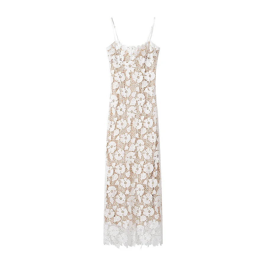 MUJER Lace Slip Long Dress