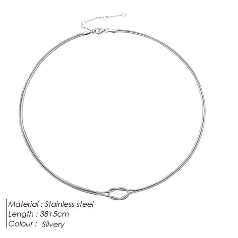 eManco Elegant Minimalist Jewelry: 14k Gold Plated Knotted Snake Chain Necklace for Women