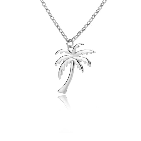 Coconut Palm Tree Necklace for Women – Dainty Stainless Steel Palm Necklace – Bohemian Jewelry for Summer Ocean Beach Accessories