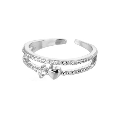 Zircon Heart Rings for Women - Double Stackable Bridal Sets & Engagement Jewelry