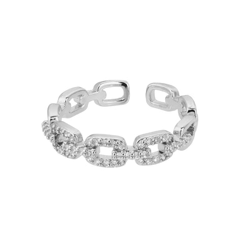 Classic Twist Chain Open Rings for Women - Zircon Stainless Steel Geometric Couple Ring