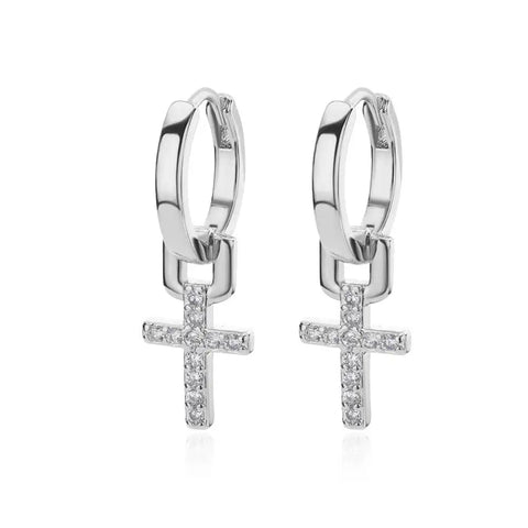 Zircon Cross Dangle Earrings for Women – Trendy Stainless Steel Wedding Jewelry