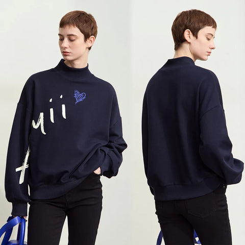 AMII Minimalistische Lamsfleece Hoodie voor Dames 