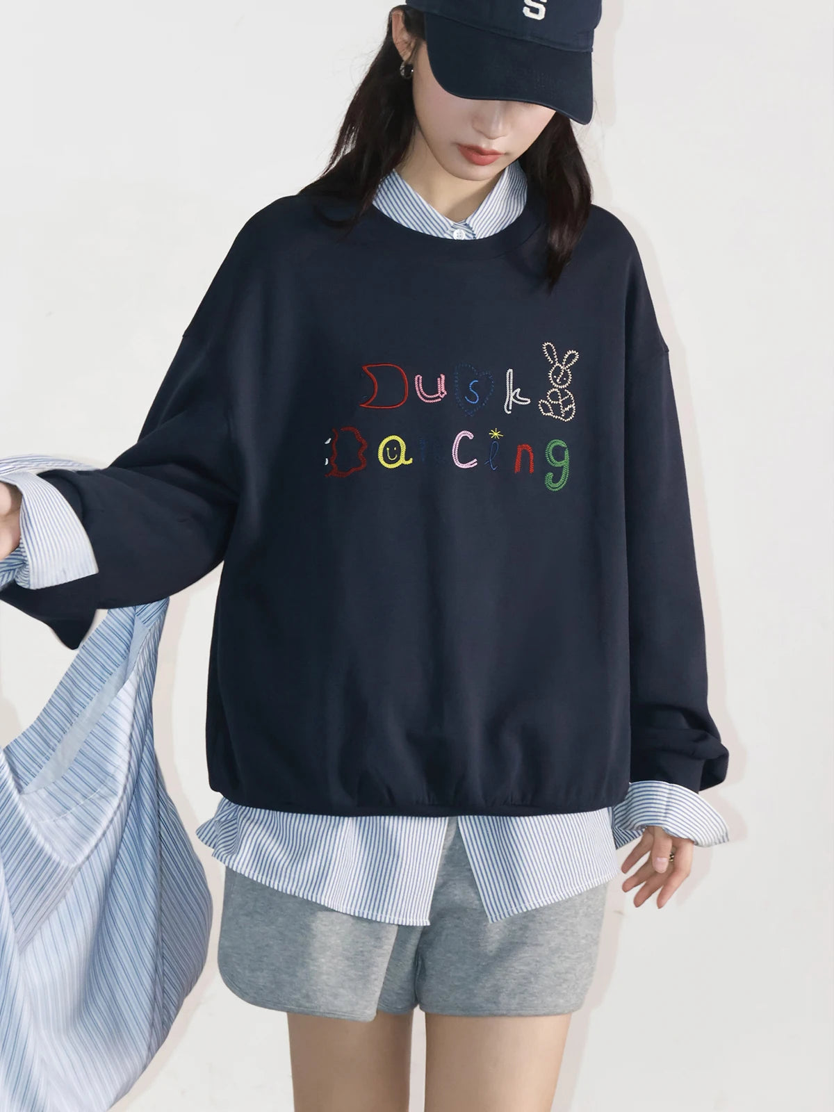 CHIC VEN Women Sweatshirts Long Sleeve O Neck Loose Casual New Embroidered Letter Female Pullover Top Spring Autumn 2025