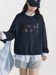 CHIC VEN Women Sweatshirts Long Sleeve O Neck Loose Casual New Embroidered Letter Female Pullover Top Spring Autumn 2025