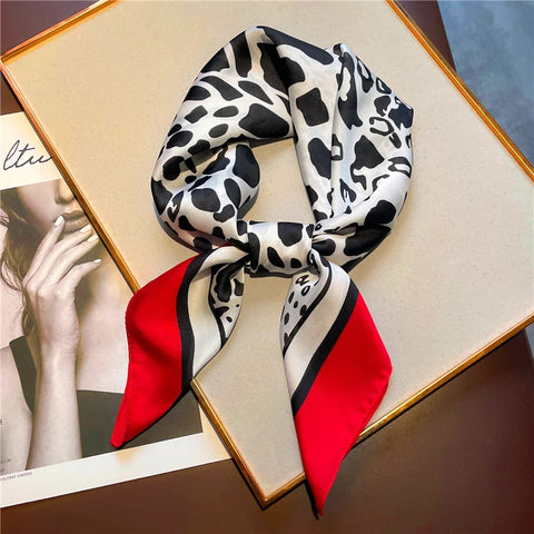 Luxury Leopard Print Silk Scarf - 70cm