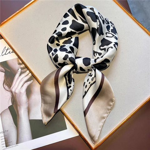 Luxury Leopard Print Silk Scarf - 70cm