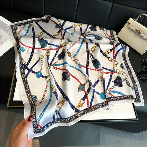 Luxury Horse Print Silk Neck Scarf for Women
