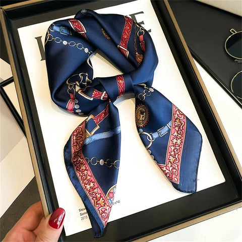 Luxury Horse Print Silk Neck Scarf for Women