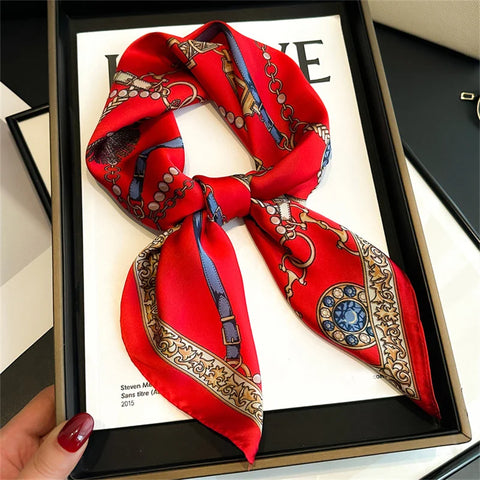 Luxury Horse Print Silk Neck Scarf for Women