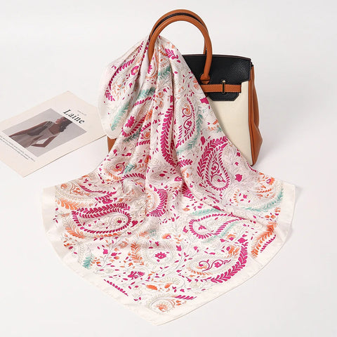 Fashion Print Silk Hairbands Scarf Women 2025 Spring New Elagant Floral Bandana Neck Kerchief Head Bands Foulard Female Scarfs