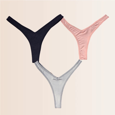 Seamless Thongs Solid Thong Panties for Women - Soft Silk Tangas