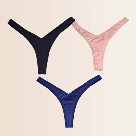 Seamless Thongs Solid Thong Panties for Women - Soft Silk Tangas