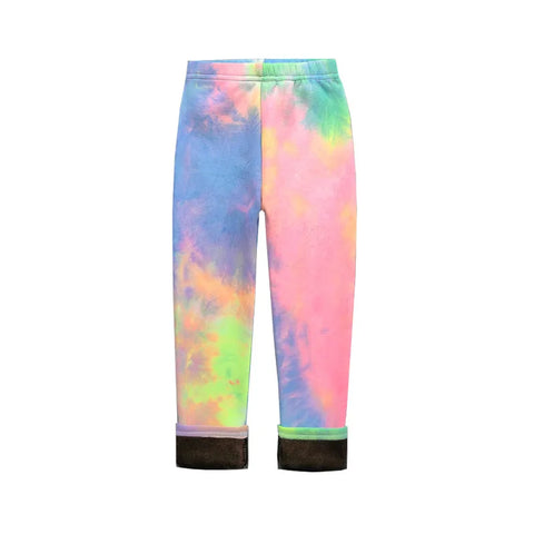 Vintage Floral Fleece Leggings for Girls