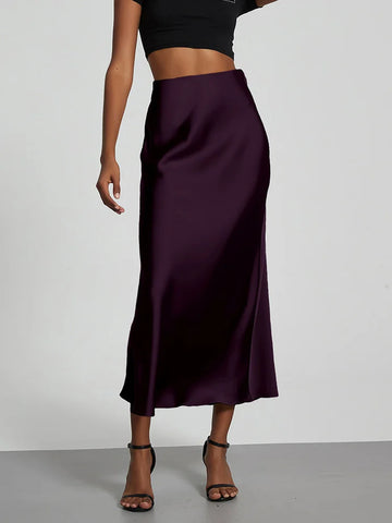 Chique satijnen fishtailrok - hoge taille effen kleur zomermode voor vrouwen