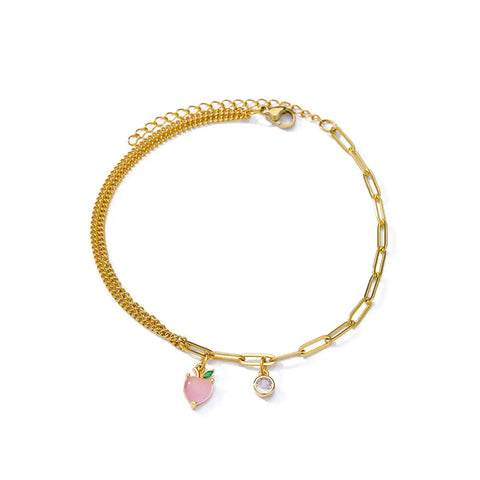 Elegant Zircon Flowers Bracelet for Women and Girls – Luxury Gold Color Stainless Steel Plant Charm Jewelry