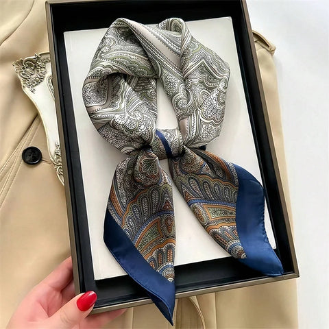 Elegant Floral Silk Hairband Scarf for Women