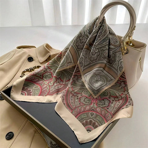 Elegant Floral Silk Hairband Scarf for Women