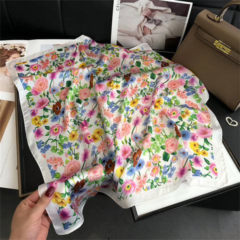 2024 Silk Cat Print Shawl Headscarf
