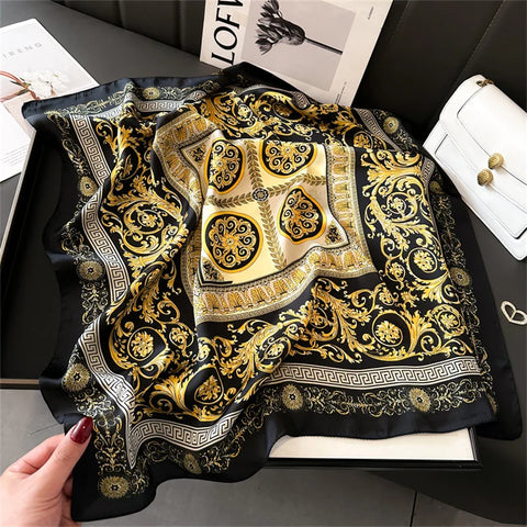 2025 New Fashion 70X70cm Printed Women's Pashmina Silk Scarf