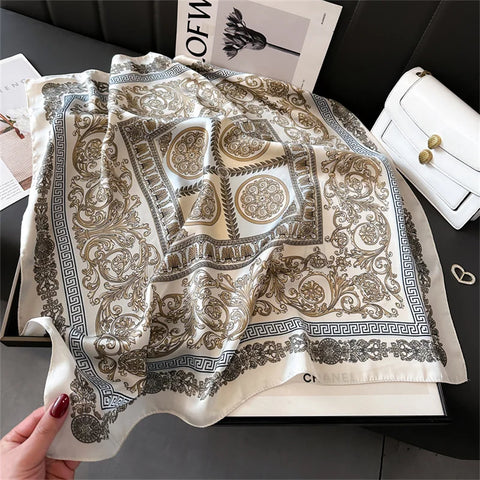 2025 New Fashion 70X70cm Printed Women's Pashmina Silk Scarf