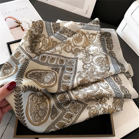 2024 Silk Cat Print Shawl Headscarf