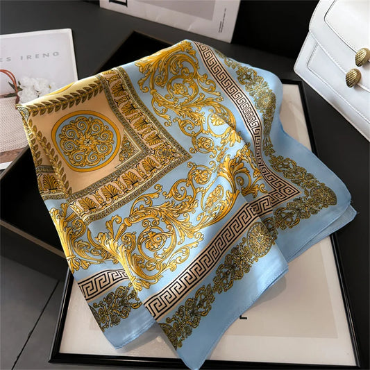 2025 New Fashion 70X70cm Printed Women's Pashmina Silk Scarf