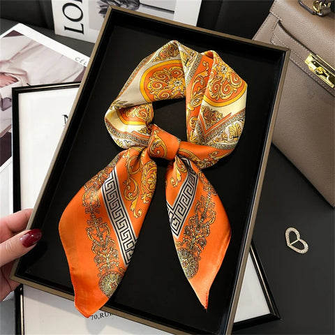 2025 New Fashion 70X70cm Printed Women's Pashmina Silk Scarf