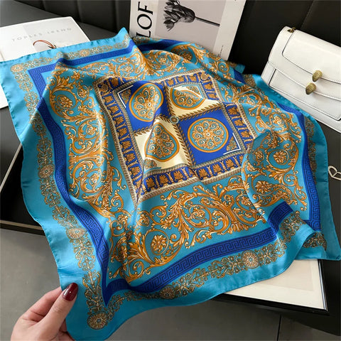 2024 Silk Cat Print Shawl Headscarf