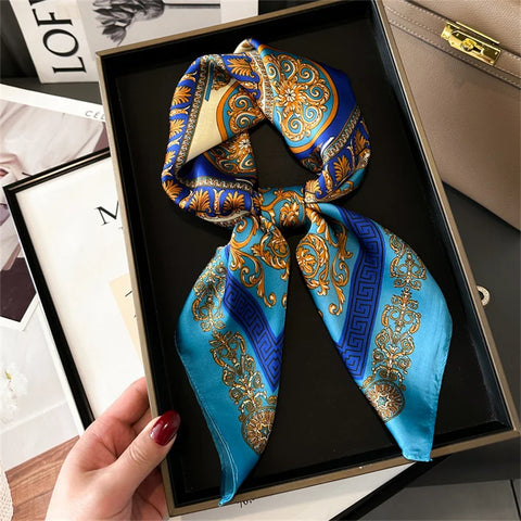2025 New Fashion 70X70cm Printed Women's Pashmina Silk Scarf