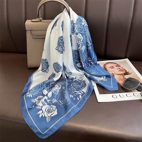 Luxury Horse Print Silk Neck Scarf for Women