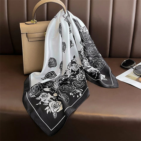 Luxury Horse Print Silk Neck Scarf for Women