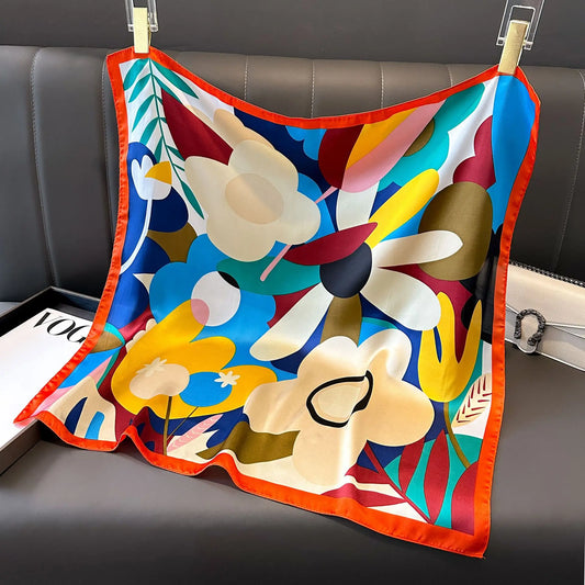 2024 Silk Cat Print Shawl Headscarf