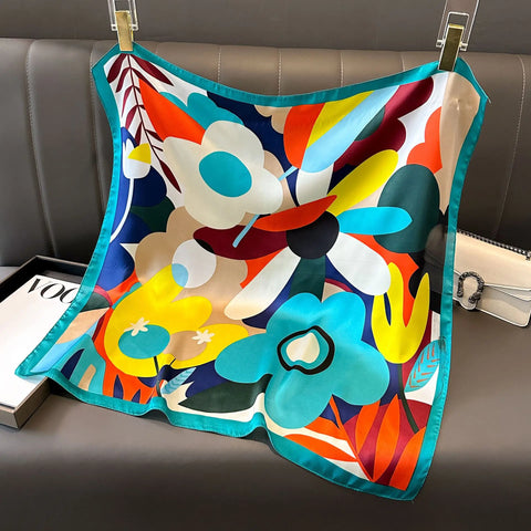 2024 Silk Cat Print Shawl Headscarf