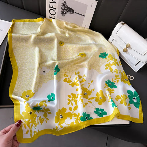 2024 Silk Cat Print Shawl Headscarf