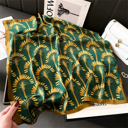 2024 Silk Cat Print Shawl Headscarf