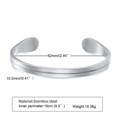 Men's Thin Stainless Steel Cuff Bracelet - Stylish & Versatile Gift for Him