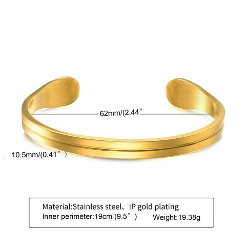 Men's Thin Stainless Steel Cuff Bracelet - Stylish & Versatile Gift for Him